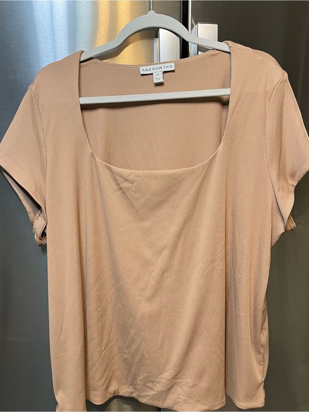 And Now This Square Neck Short Sleeve Top in Beige